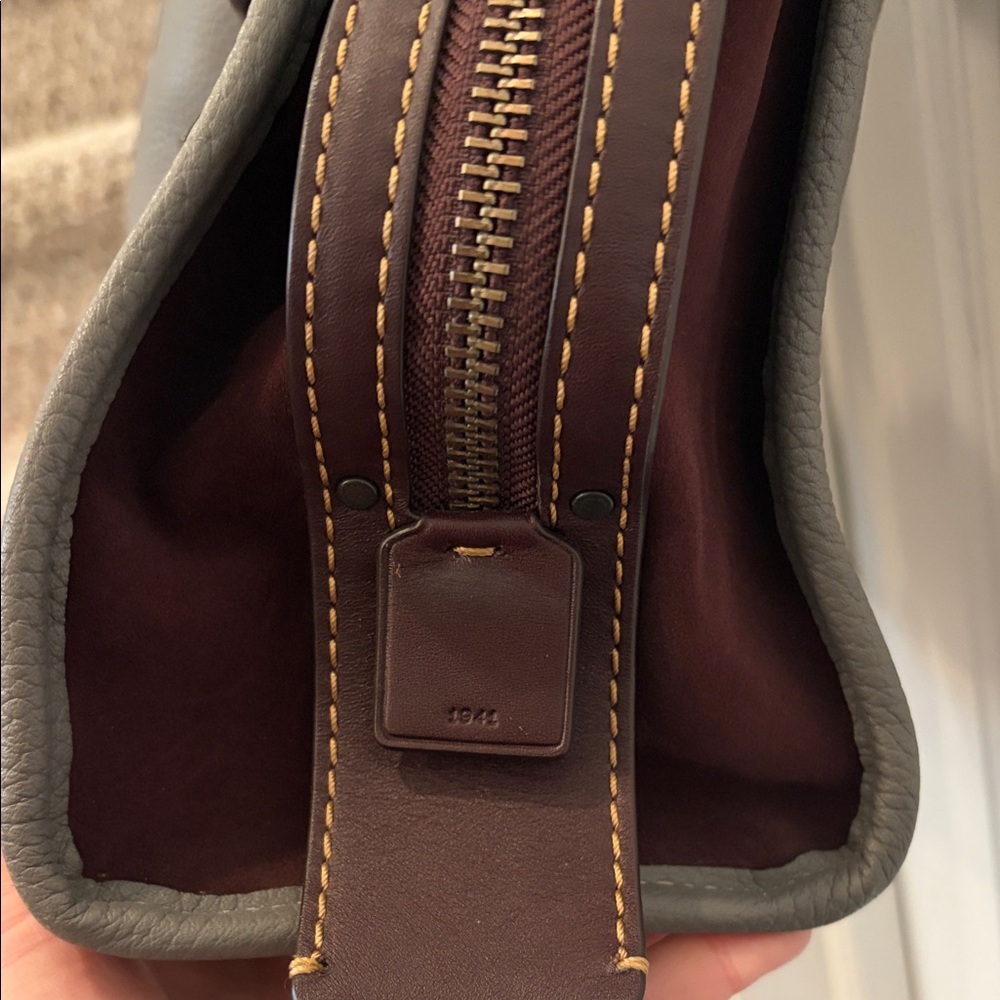 Coach Rogue 30 Heather Gray Pebbled Leather with Burgundy Suede - Picture 3 of 16